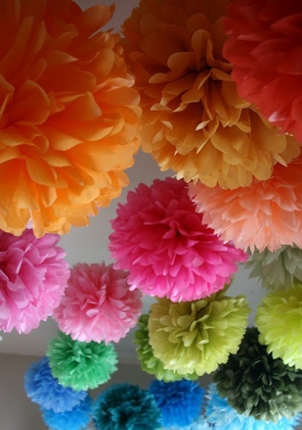 rainbow pom poms